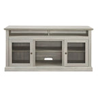 Stone Gray 60 TV Stand with Cable Management, Glass Doors, and Adjustable Shelves for TVs Up to 65