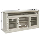 Stone Gray 60 TV Stand with Cable Management, Glass Doors, and Adjustable Shelves for TVs Up to 65