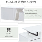 Meuble TV extensible blanc avec tiroirs et armoire pour téléviseurs jusqu'à 100 pouces