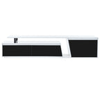 Meuble TV extensible blanc avec tiroirs et armoire pour téléviseurs jusqu'à 100 pouces