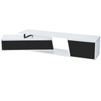 Meuble TV extensible blanc avec tiroirs et armoire pour téléviseurs jusqu'à 100 pouces