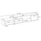 Meuble TV extensible blanc avec tiroirs et armoire pour téléviseurs jusqu'à 100 pouces