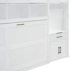 Lit escamotable mural simple avec placard, tiroirs et bureau