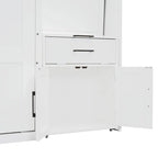 Lit escamotable mural simple avec placard, tiroirs et bureau