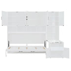 Lit escamotable mural simple avec placard, tiroirs et bureau