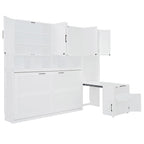 Lit escamotable mural simple avec placard, tiroirs et bureau