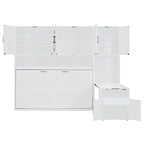 Lit escamotable mural simple avec placard, tiroirs et bureau