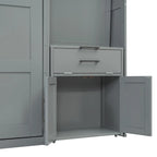 Lit escamotable mural simple avec placard, tiroirs et bureau