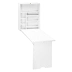 Bureau mural pliable moderne avec étagères réglables et grand espace de rangement pour petits espaces et bureaux à domicile