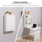 Bureau mural pliable moderne avec étagères réglables et grand espace de rangement pour petits espaces et bureaux à domicile