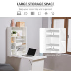 Bureau mural pliable moderne avec étagères réglables et grand espace de rangement pour petits espaces et bureaux à domicile