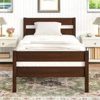 Twin Bed with Headboard & Footboard, Espresso, Space-Saving Design with Storage