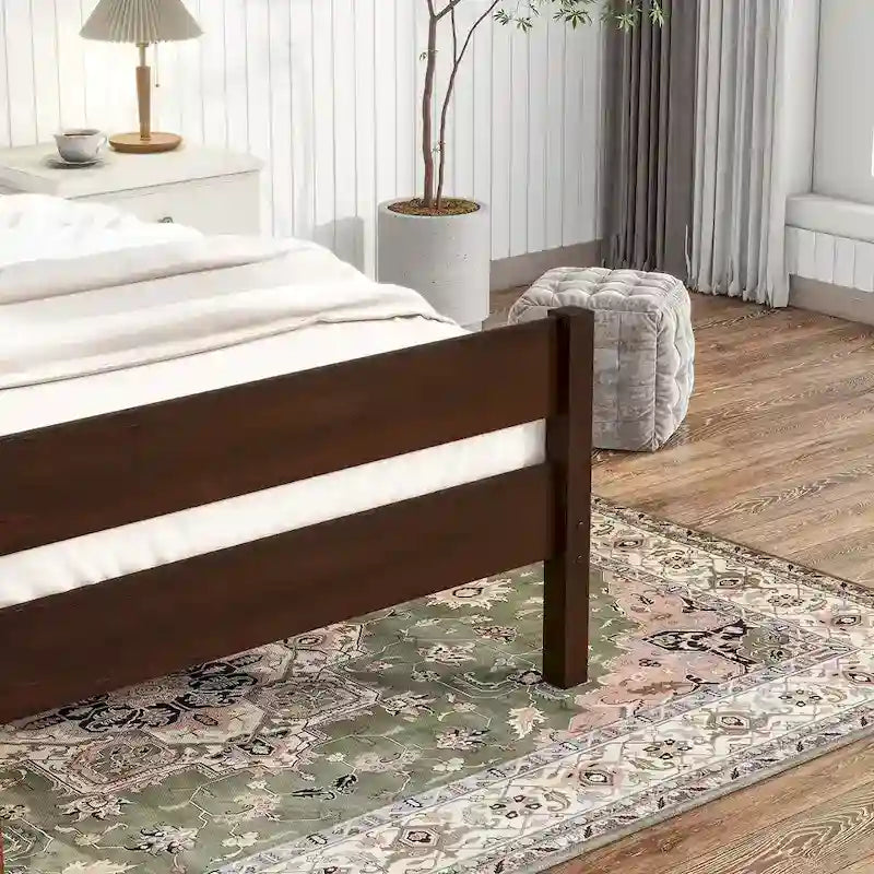 Twin Bed with Headboard & Footboard, Espresso, Space-Saving Design with Storage