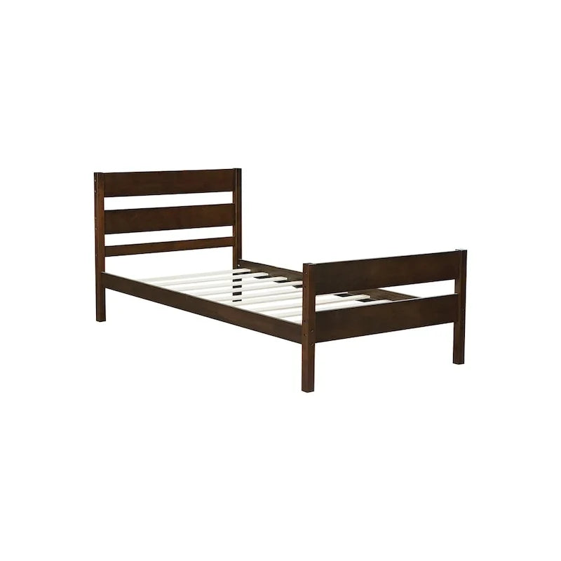Twin Bed with Headboard & Footboard, Espresso, Space-Saving Design with Storage