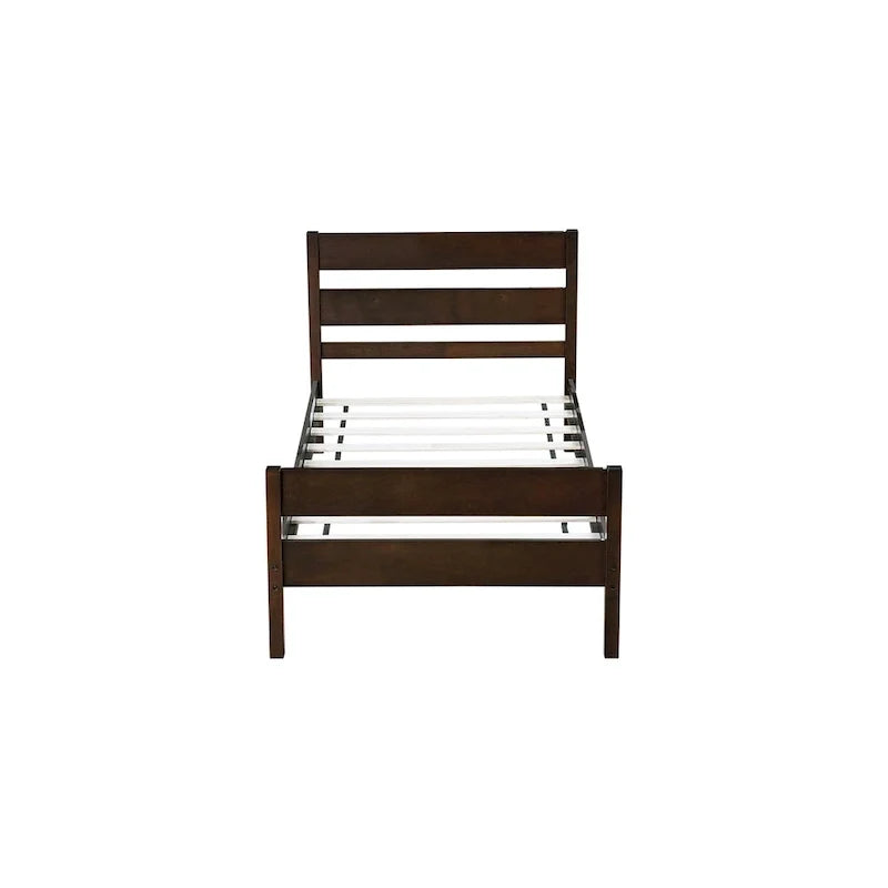 Twin Bed with Headboard & Footboard, Espresso, Space-Saving Design with Storage