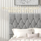 Queen Size Platform Bed with Gold Tufted Headboard, Trundle & Storage (600lb Capacity)