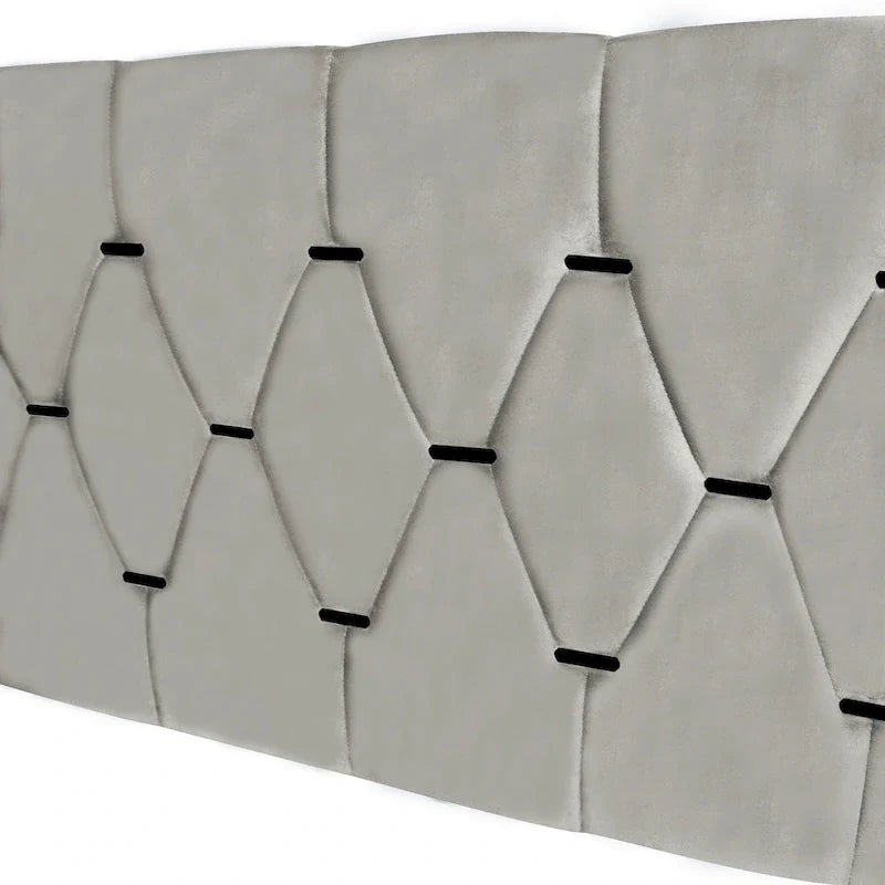 Queen Size Platform Bed with Gold Tufted Headboard, Trundle & Storage (600lb Capacity)