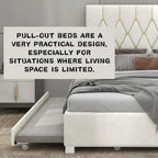 Queen Size Platform Bed with Gold Tufted Headboard, Trundle & Storage (600lb Capacity)