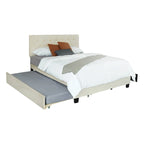 Queen Size Platform Bed with Gold Tufted Headboard, Trundle & Storage (600lb Capacity)
