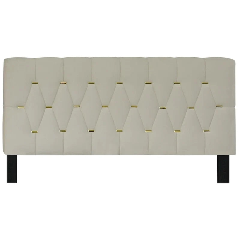 Queen Size Platform Bed with Gold Tufted Headboard, Trundle & Storage (600lb Capacity)