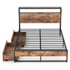 Costway Full/Queen Industrial Platform Bed Frame with Drawer Storage
