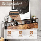 Cadre de lit plateforme industriel avec tiroirs de rangement et station de charge