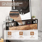Cadre de lit plateforme industriel avec tiroirs de rangement et station de charge