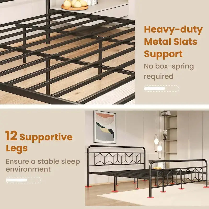Twin/Full/Queen/King Size Bed Frame Mattress Foundation with