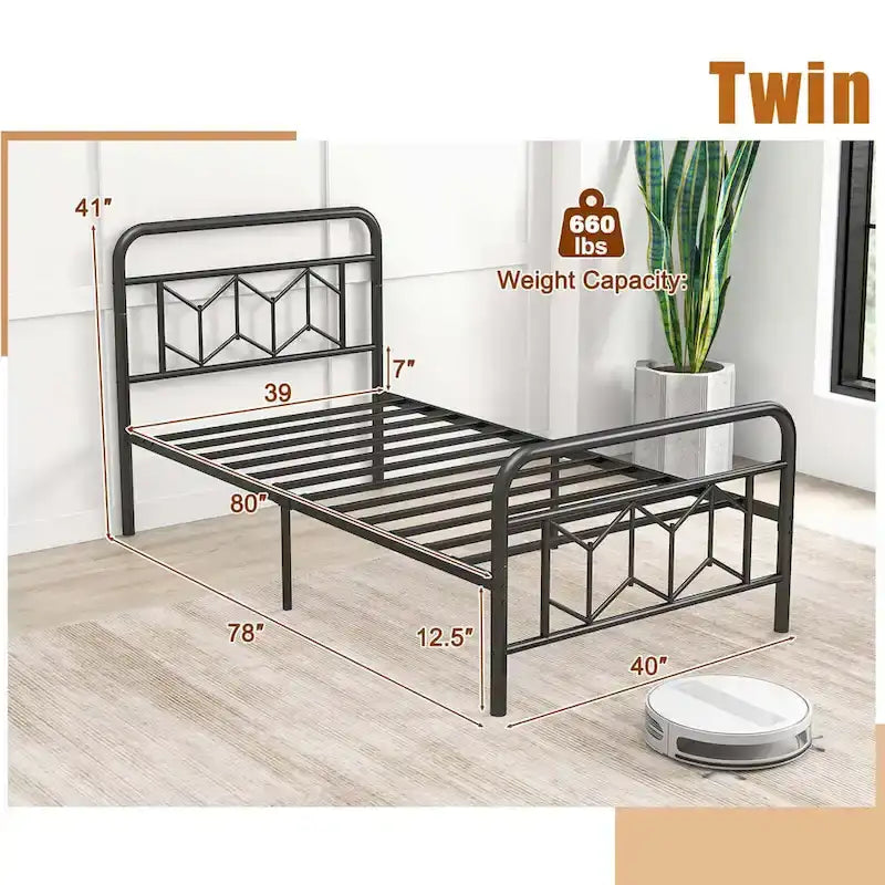 Twin/Full/Queen/King Size Bed Frame Mattress Foundation with
