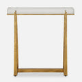 Thick Crystal Top End Accent Table - 24 - Antique Gold