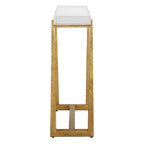 Thick Crystal Top End Accent Table - 24 - Antique Gold