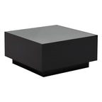 Table basse carrée laquée avec bandeau LED 16 couleurs, table de salon moderne avec plateau en verre trempé dépoli de 5 mm