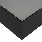 Table basse carrée laquée avec bandeau LED 16 couleurs, table de salon moderne avec plateau en verre trempé dépoli de 5 mm