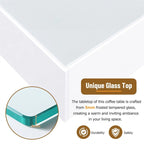Table basse carrée laquée avec bandeau LED 16 couleurs, table de salon moderne avec plateau en verre trempé dépoli de 5 mm