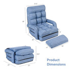 Blue Folding Lazy Sofa Floor Chair Sofa Lounger Bed with
