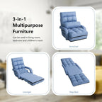 Blue Folding Lazy Sofa Floor Chair Sofa Lounger Bed with