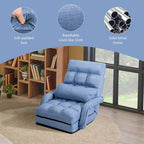 Blue Folding Lazy Sofa Floor Chair Sofa Lounger Bed with