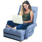 Blue Folding Lazy Sofa Floor Chair Sofa Lounger Bed with
