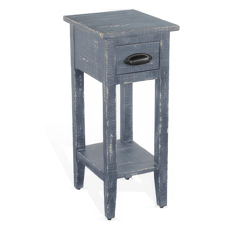 Table d'appoint Rena avec tiroir et étagère, bois d'acajou bleu 14 pouces