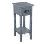 Table d'appoint Rena avec tiroir et étagère, bois d'acajou bleu 14 pouces