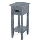 Table d'appoint Rena avec tiroir et étagère, bois d'acajou bleu 14 pouces