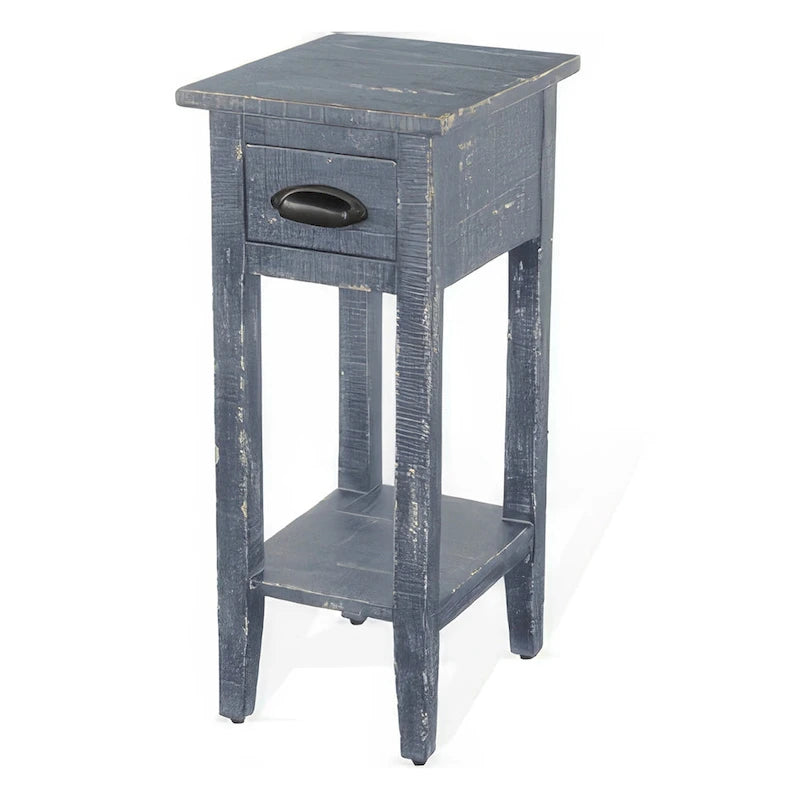 Table d'appoint Rena avec tiroir et étagère, bois d'acajou bleu 14 pouces