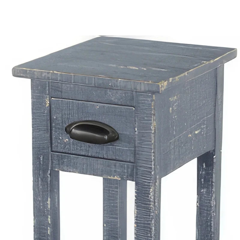 Table d'appoint Rena avec tiroir et étagère, bois d'acajou bleu 14 pouces