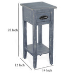 Table d'appoint Rena avec tiroir et étagère, bois d'acajou bleu 14 pouces