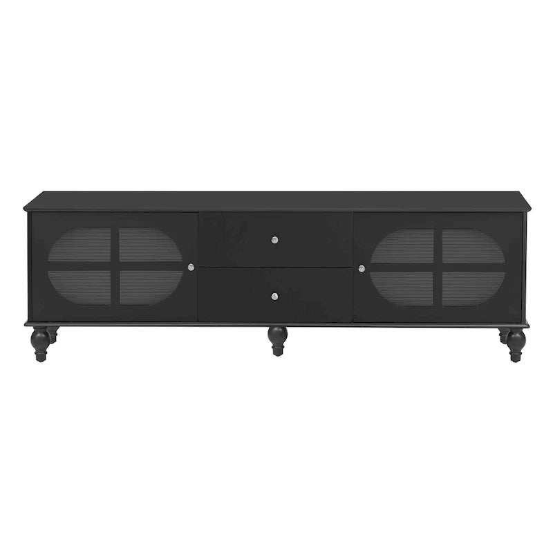 Modern Minimalist TV Stand with 2 Storage Cabinets, 2 Drawer and Cable Management for Living Room Bedroom
