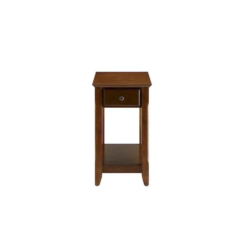 Table d'appoint rectangulaire peu encombrante en bois de 23 po avec deux étagères de rangement et un tiroir pour le salon - 13L x 22W x 23H