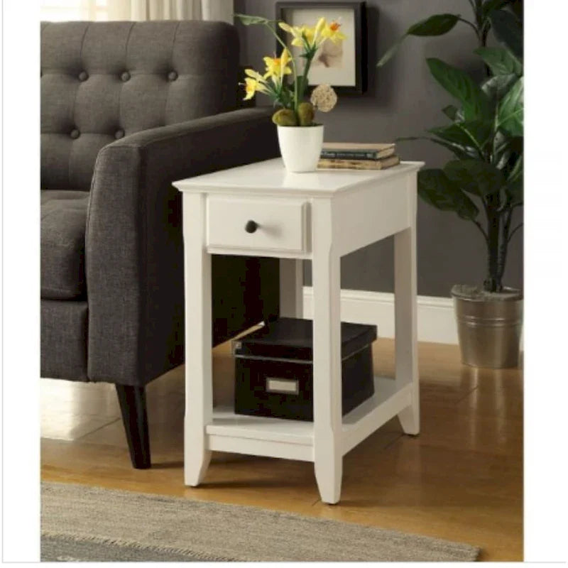 Space Saving Rectangular 23 Wooden Side End Table with Two Storage Shelve and One Drawer for Living Room - 13L X 22W x 23H