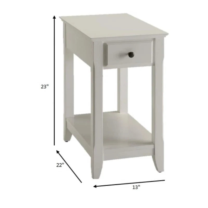 Space Saving Rectangular 23 Wooden Side End Table with Two Storage Shelve and One Drawer for Living Room - 13L X 22W x 23H