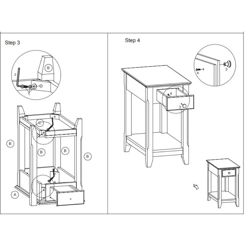 Space Saving Rectangular 23 Wooden Side End Table with Two Storage Shelve and One Drawer for Living Room - 13L X 22W x 23H