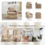 Fauteuil pivotant d'appoint en chenille avec jupe et base en métal